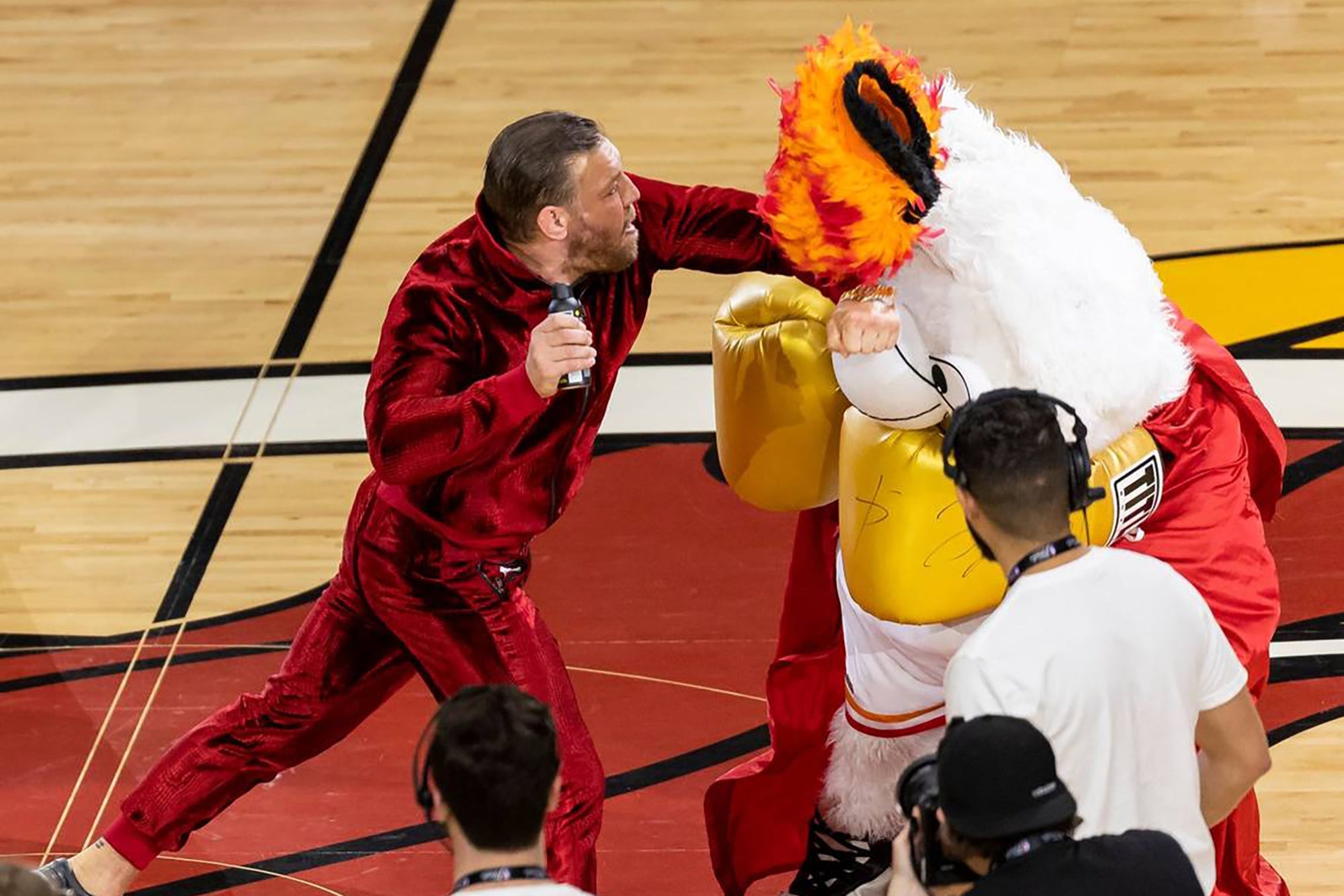 Conor McGregor Knocks Out Miami Heat Mascot in Failed Product Promotion, Sends Him to Hospital