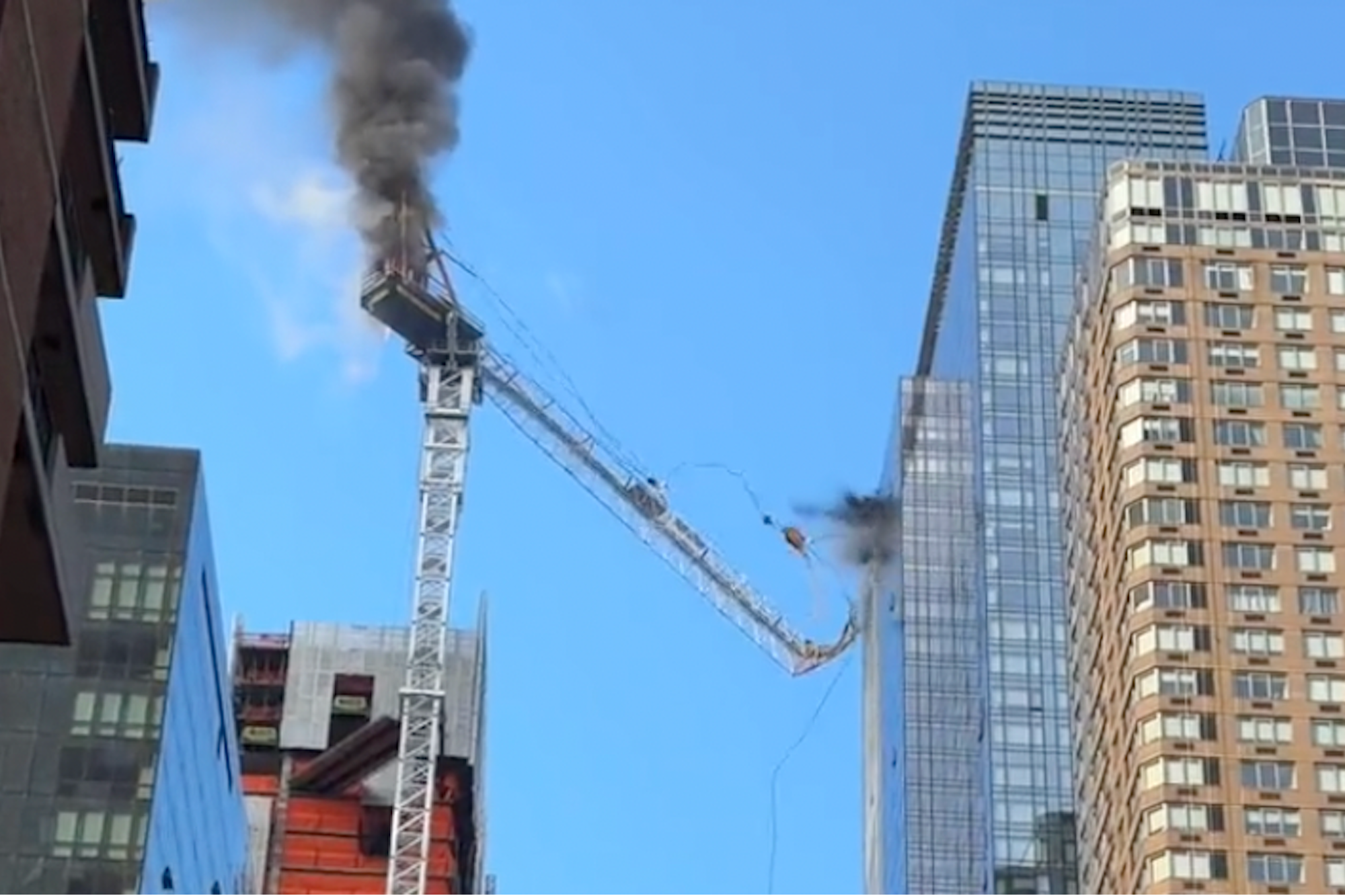 Video Shows Construction Crane Catching Fire, Collapsing in New York City